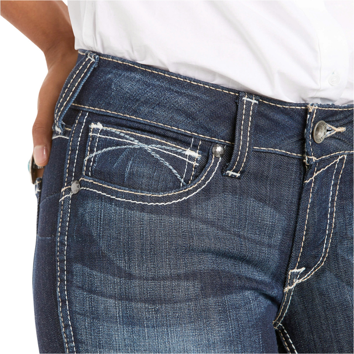2025 Ariat Frauen R . E . A . L . Mid Rise Stretch Outseam Ella Skinny Jean 10018357 - Celestial